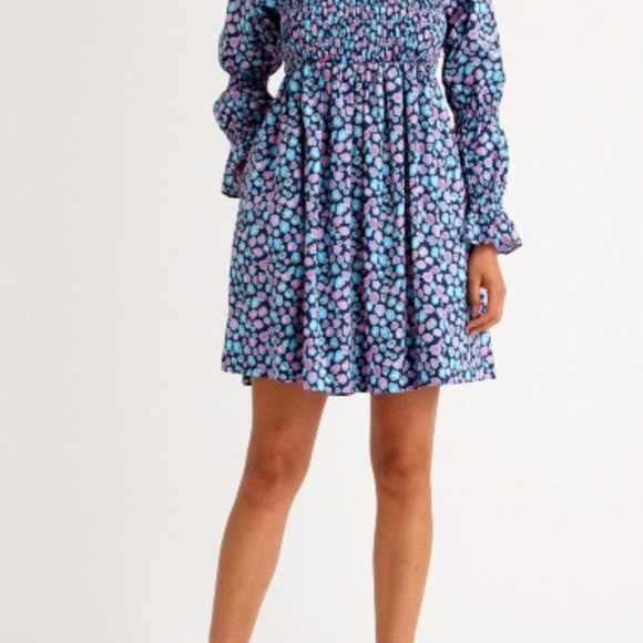 Lilly Pulitzer "Beyonca" 100% Cotton Spot Print Smocked Babydoll Mini Dress Sz M - Picture 2 of 7